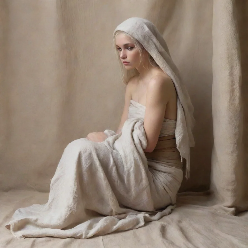 slave elf woman worn out linen cloth shy