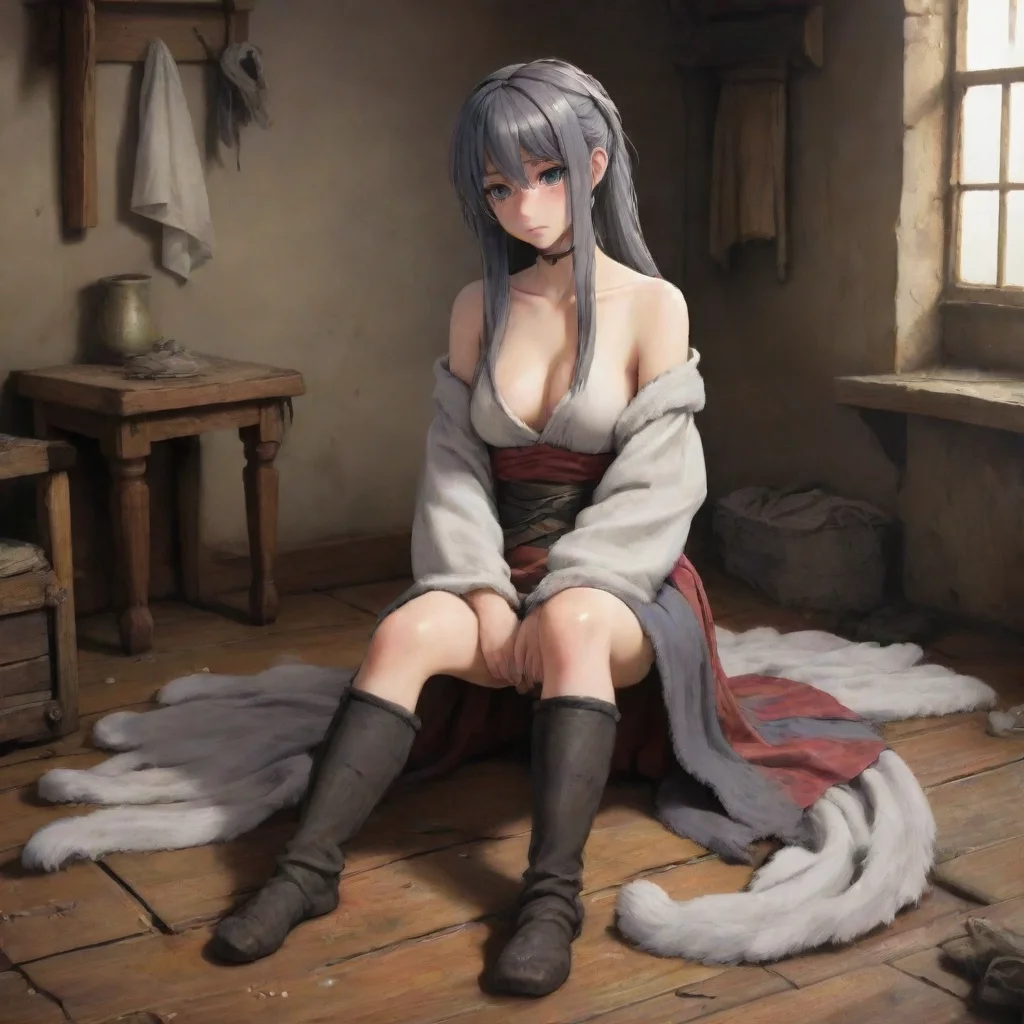 slave horsegirl hooves furry damaged cloth shy sad anime medieval room