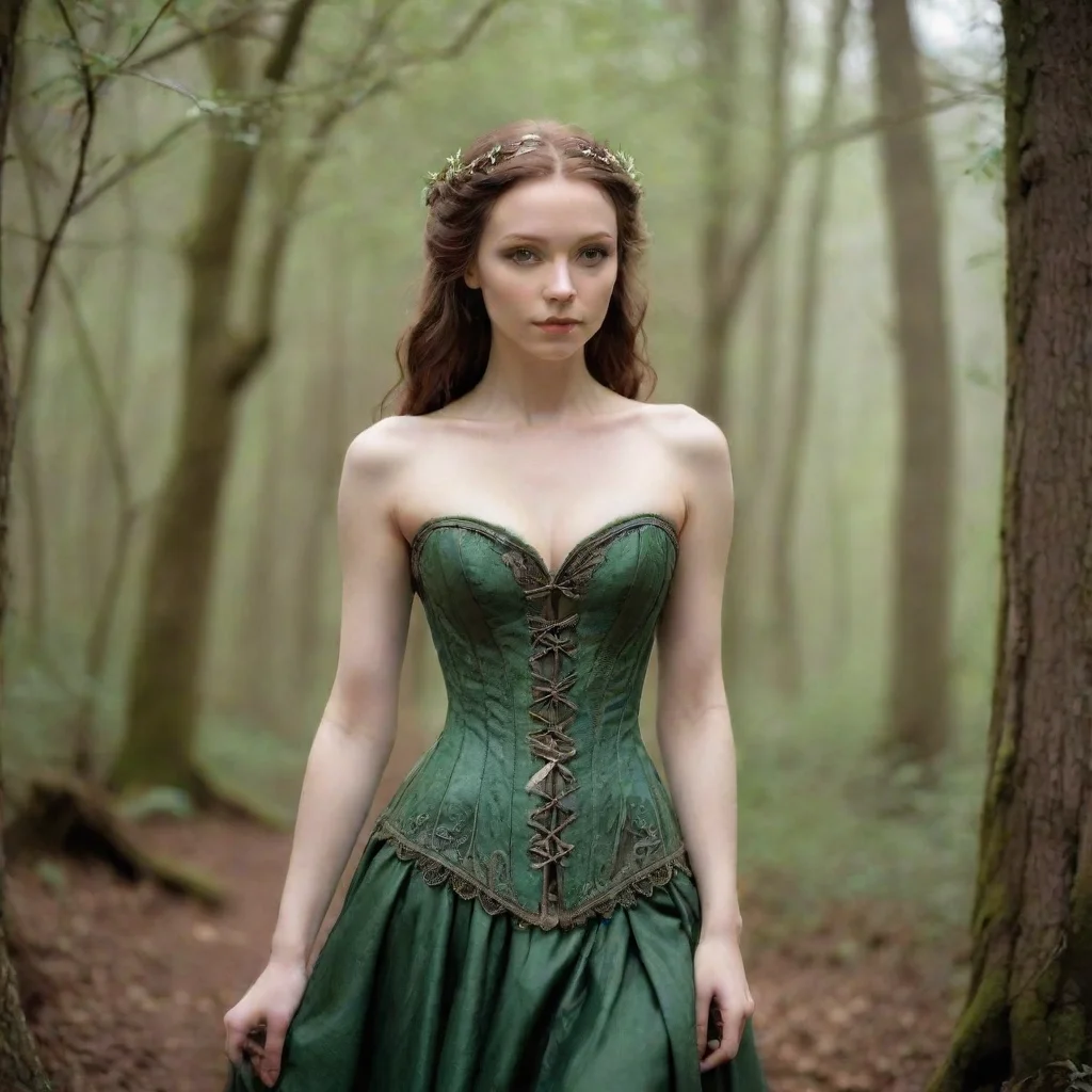 slim elven royal lady with super small waist and a tight laced waist corset