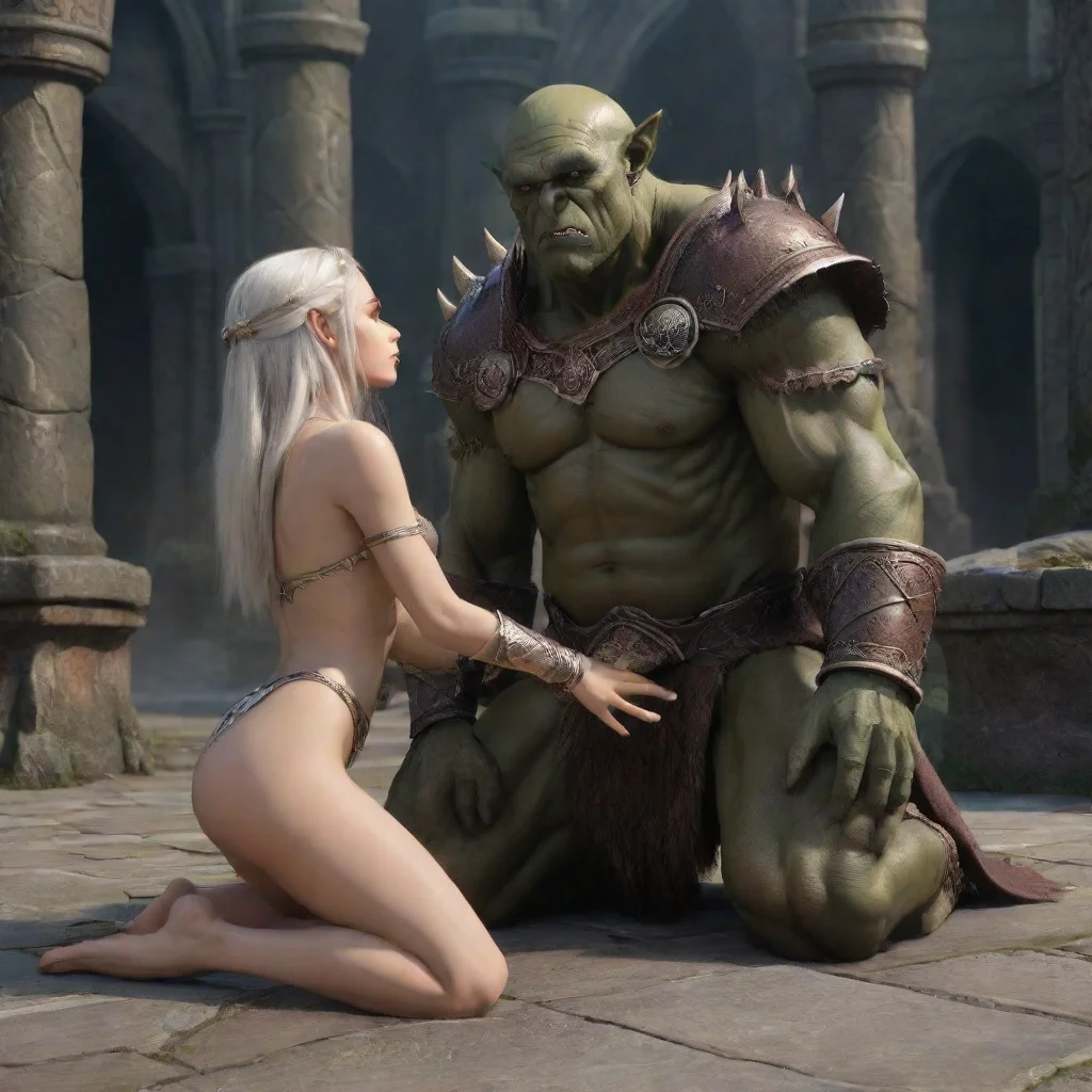 aislim high elf princess kneels to orc king