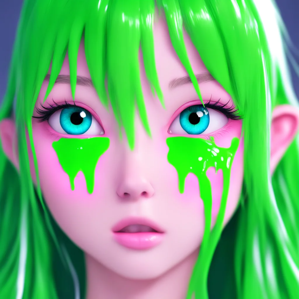 aislime flowing into anime girl%27s eyes%2C mouth and ears good looking trending fantastic 1