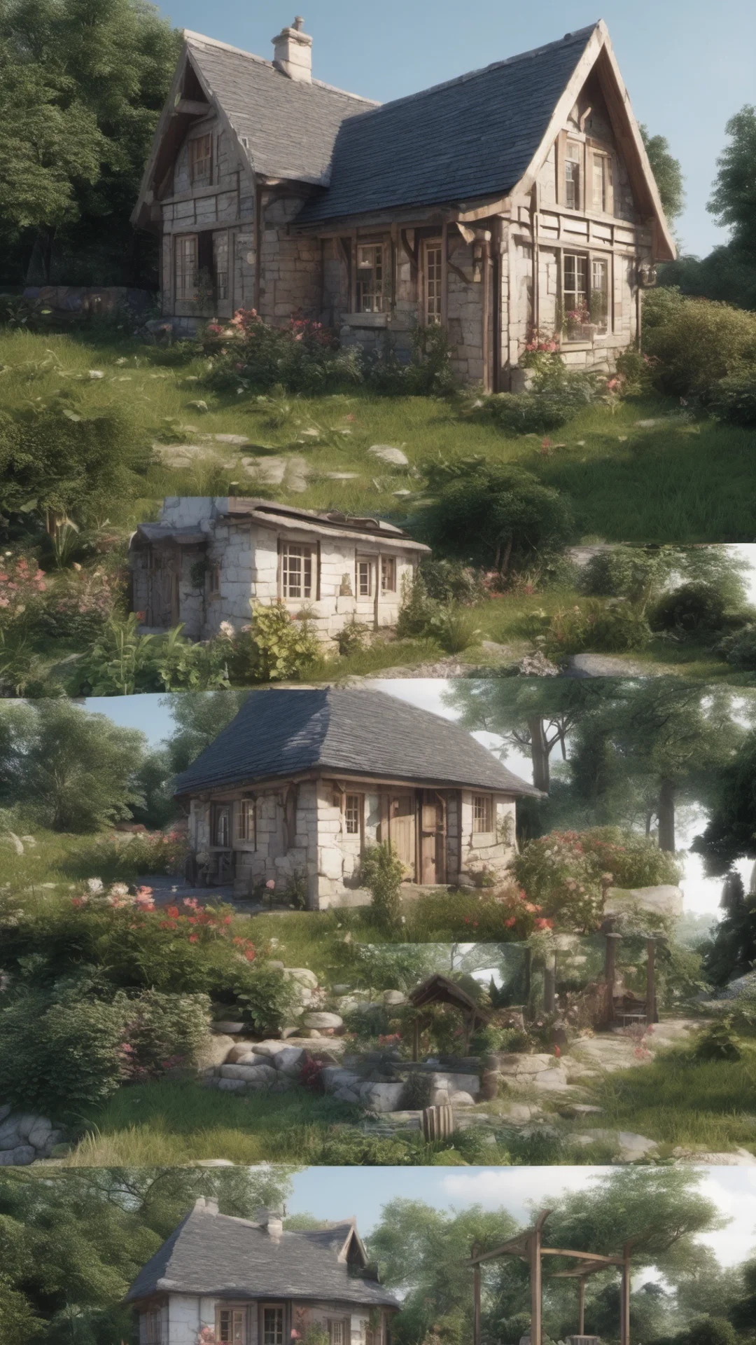 aismall cottage%2C3d render%2C beautiful scene%2C cinematic%2C realistic%2C looks real%2C reality%2C different angles%2C hyper realistic confident engaging wow artstation art 3 tall