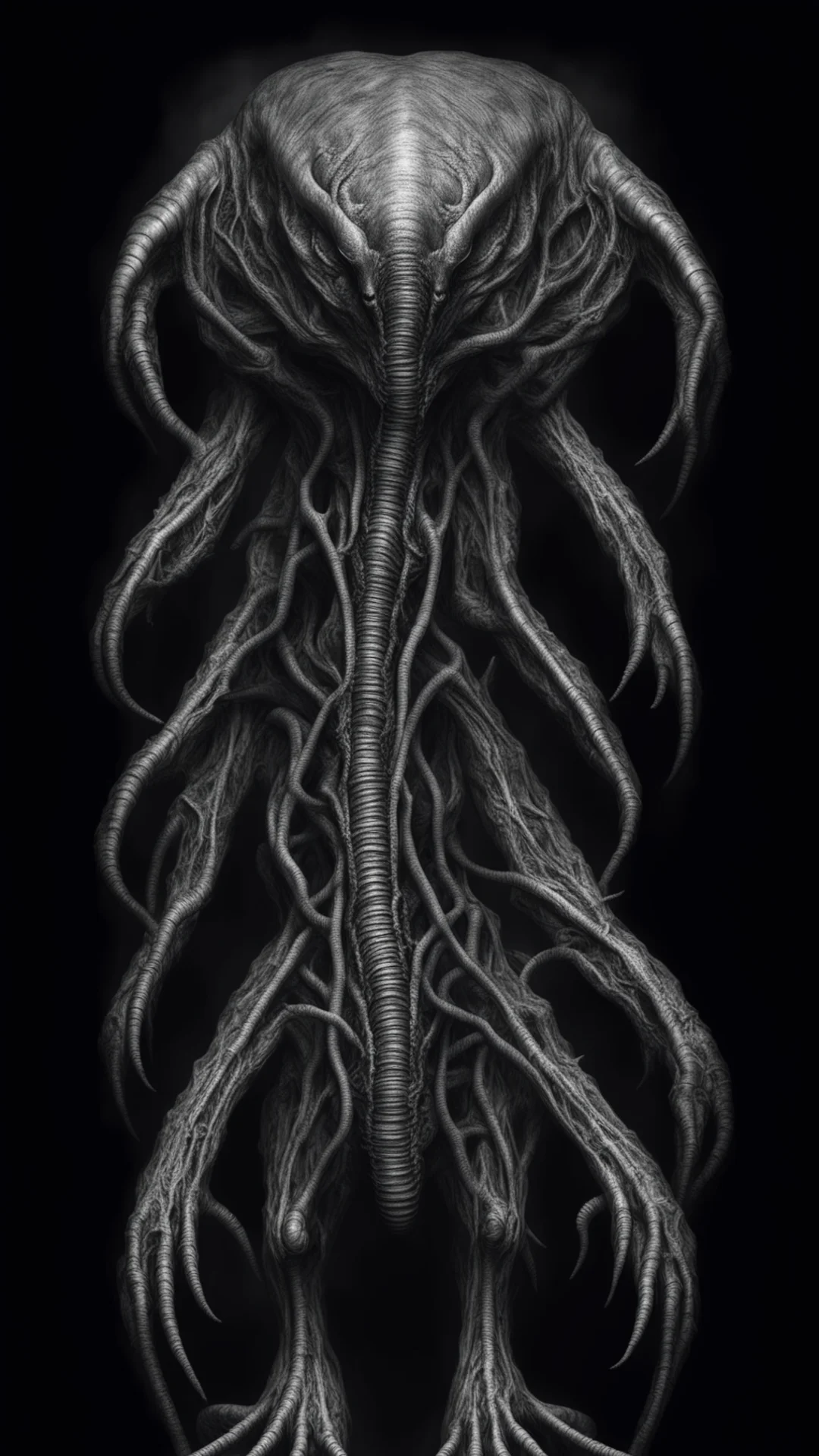 small giger creature with dark background. tall