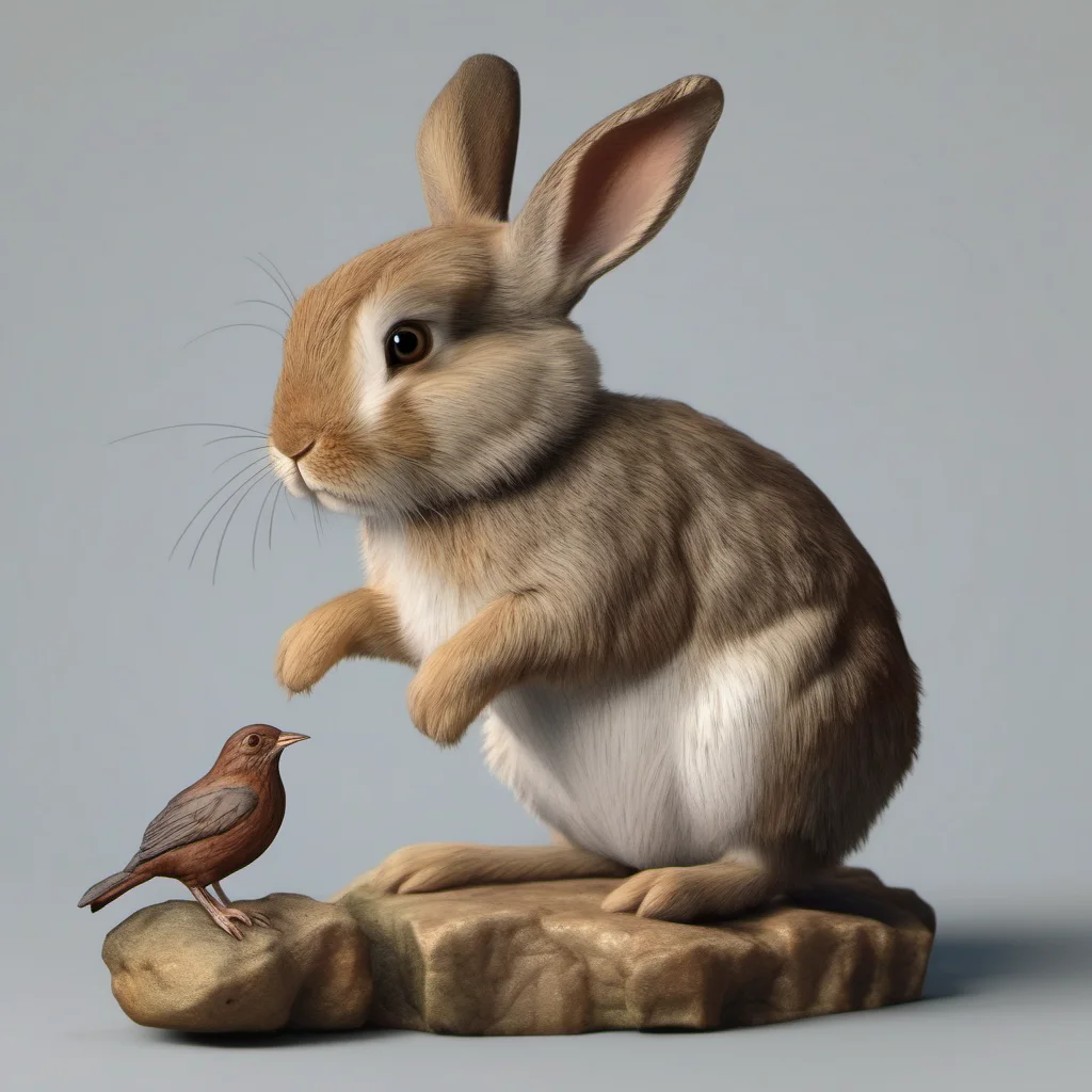 small rabbit with a big mouse or bird   realistic amazing awesome portrait 2
