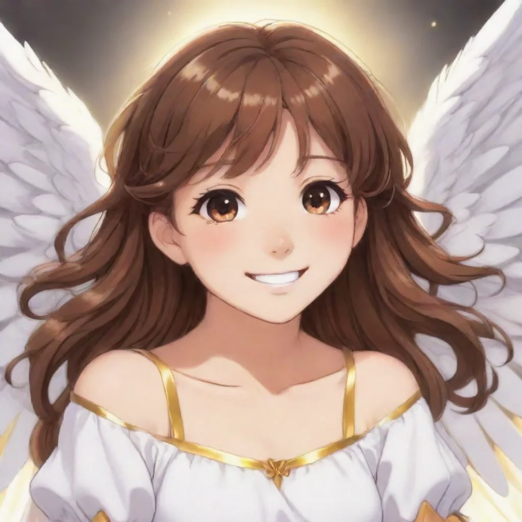 aismiling brown haired anime angel