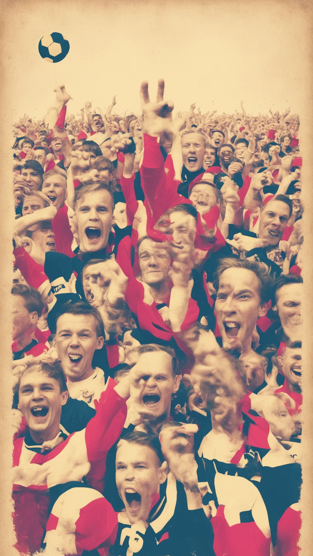 aisoccer fans cheering%2C vintage poster style amazing awesome portrait 2 tall