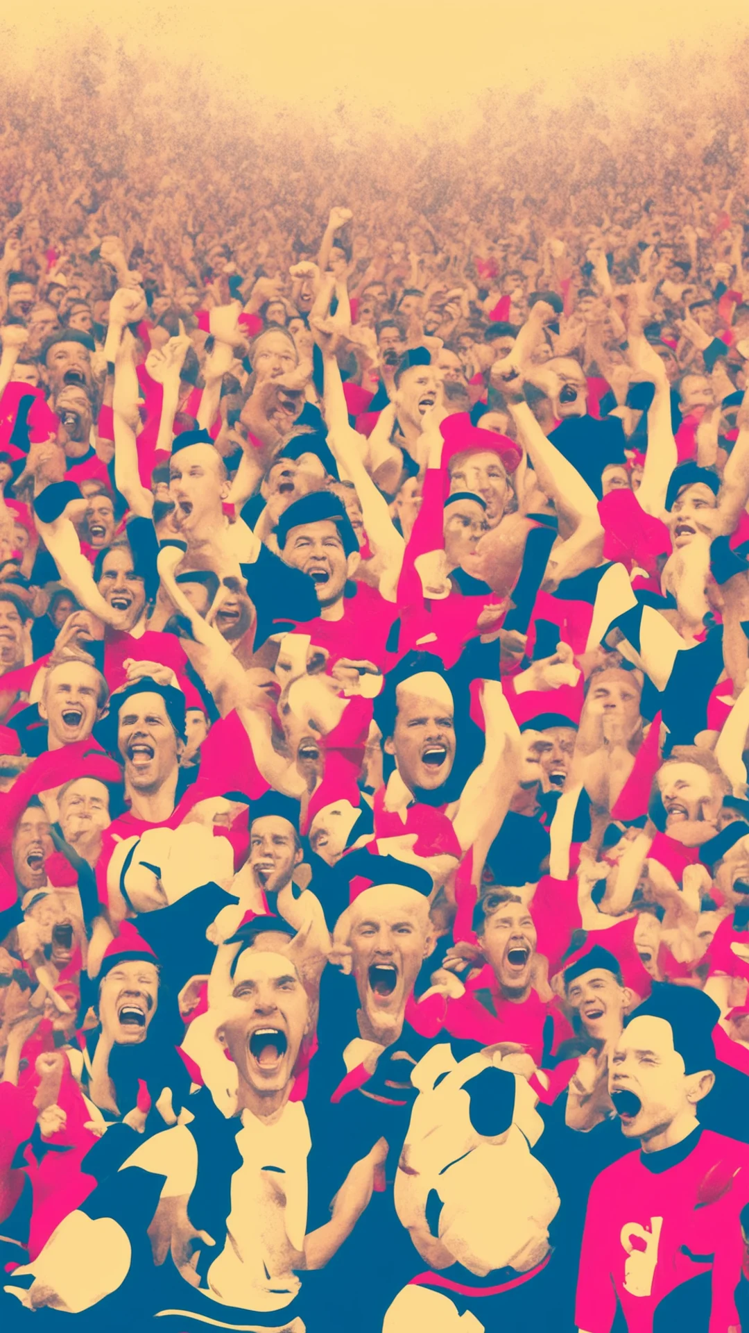 aisoccer fans cheering%2C vintage poster style good looking trending fantastic 1 tall