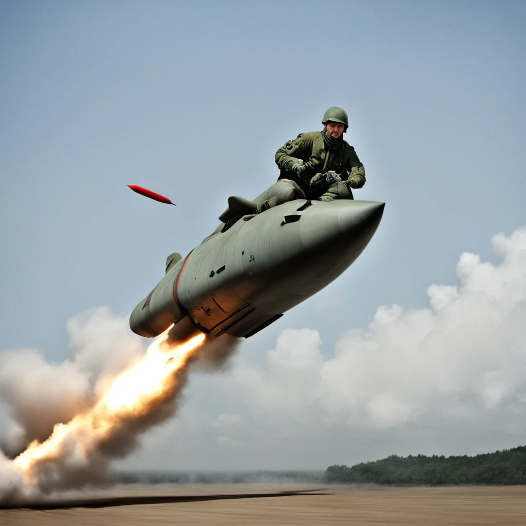 soldier riding a missile