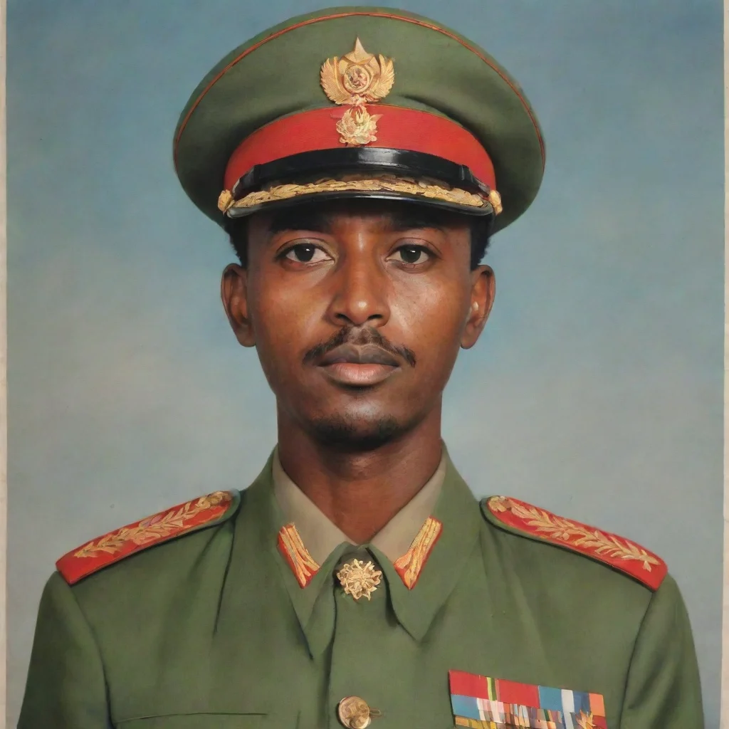 aisomali ethiopian in ccp military general uniform. in a ccp propaganda poster