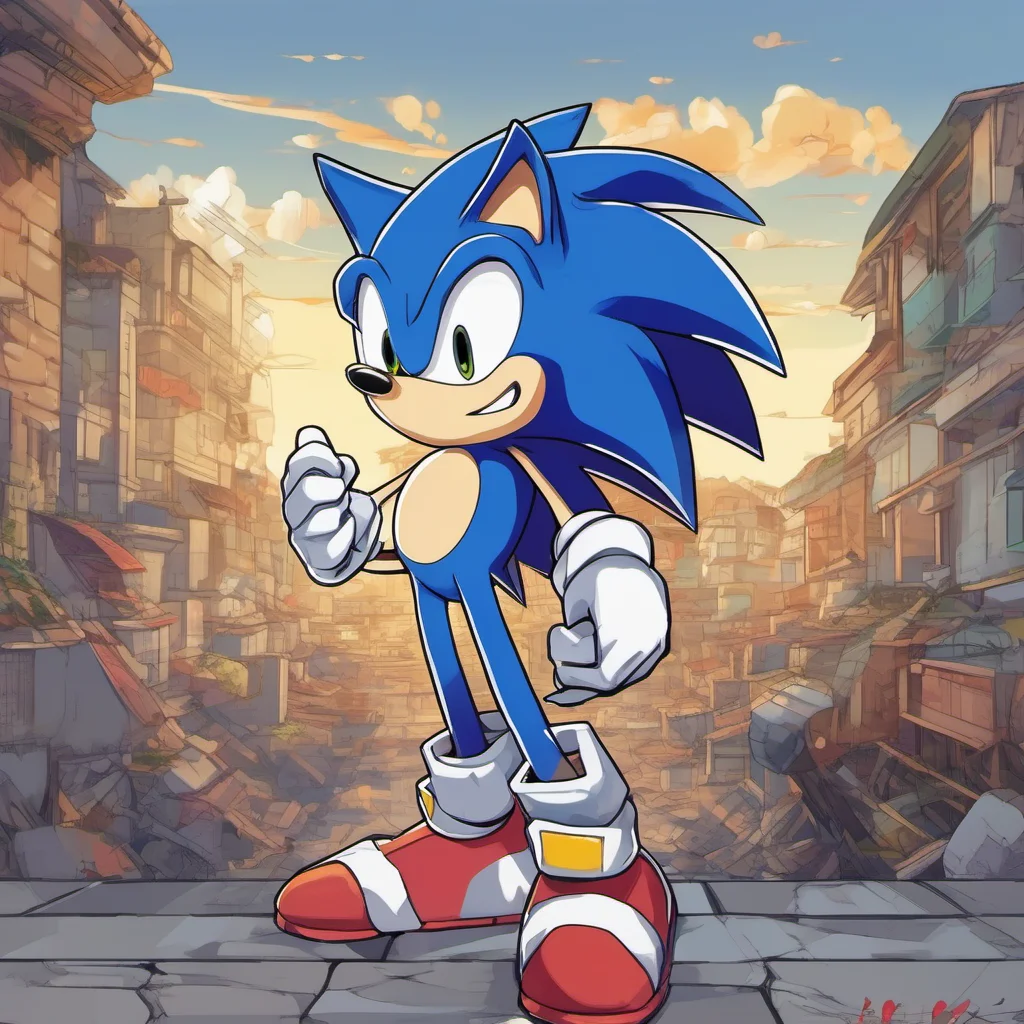 aisonic the hedgehog in anime style