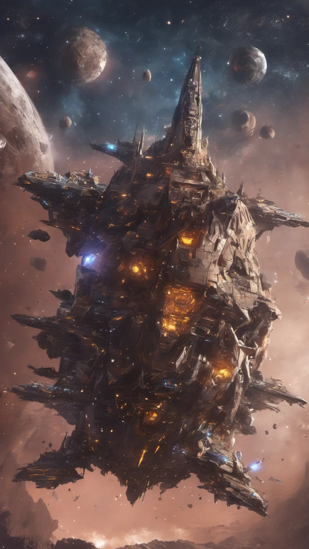 space ship fantasy stary space rock planet epic space ship battle  amazing awesome portrait 2 tall