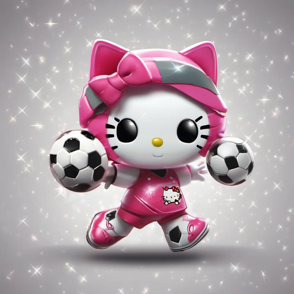 sparkly hello kitty playing soccer in a 3 d cartoon art style  amazing awesome portrait 2