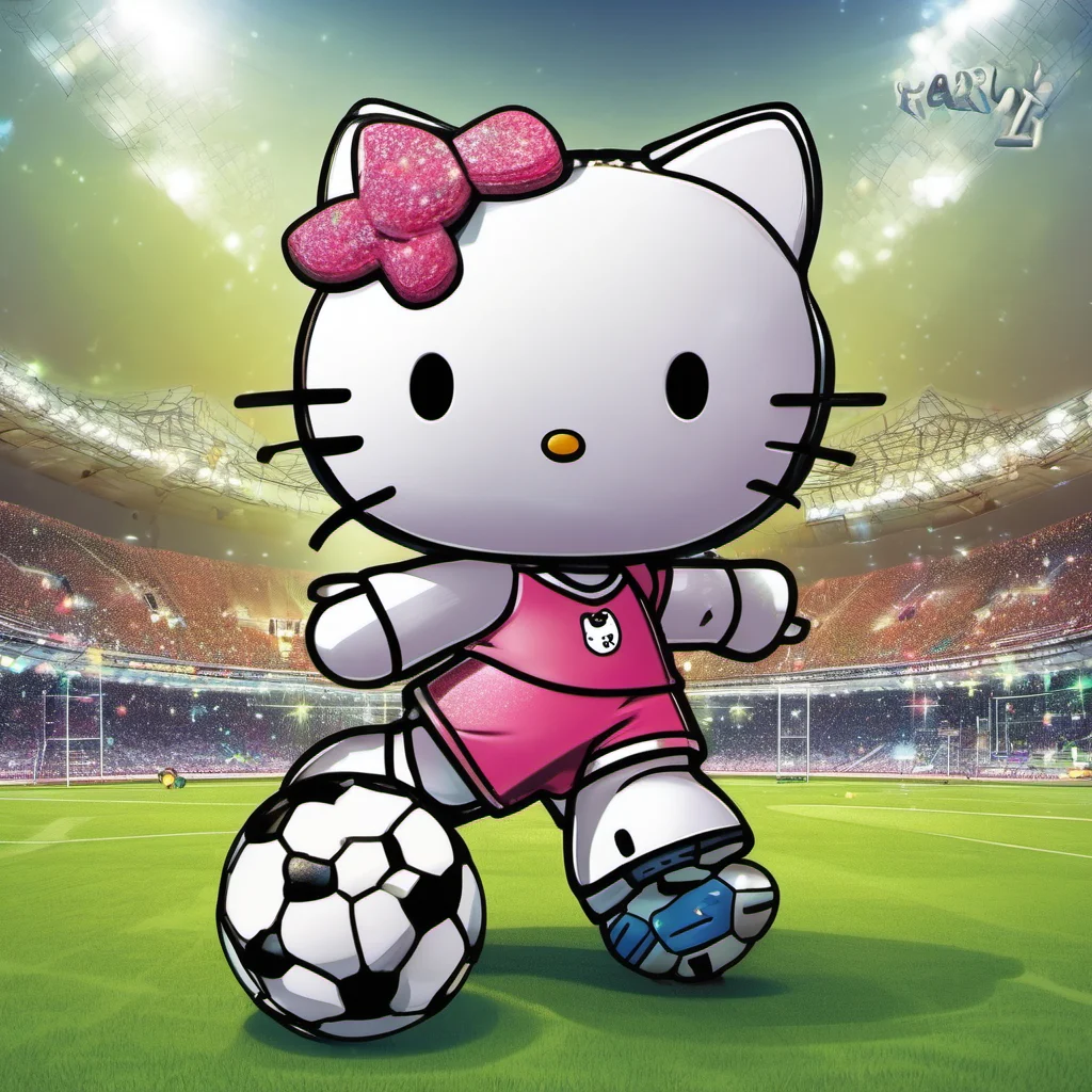 sparkly hello kitty playing soccer in a 3 d cartoon art style  good looking trending fantastic 1
