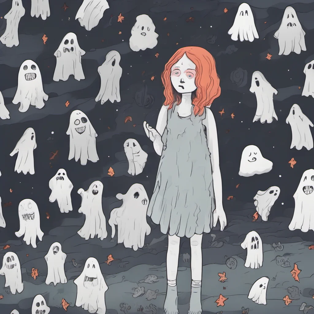 aispooky girl with ghosts amazing awesome portrait 2