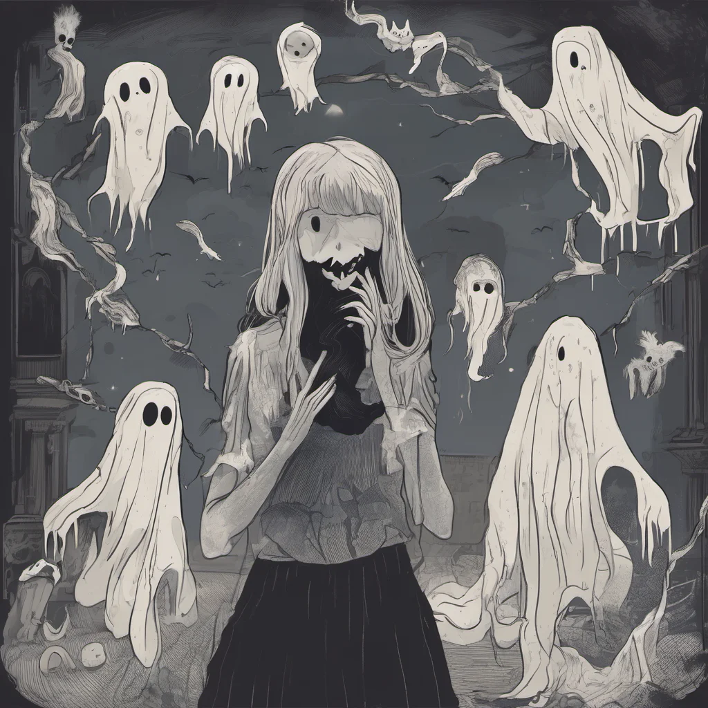 aispooky girl with ghosts good looking trending fantastic 1