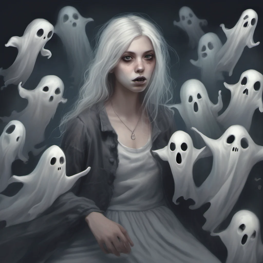 aispooky girl with ghosts realistic good looking trending fantastic 1