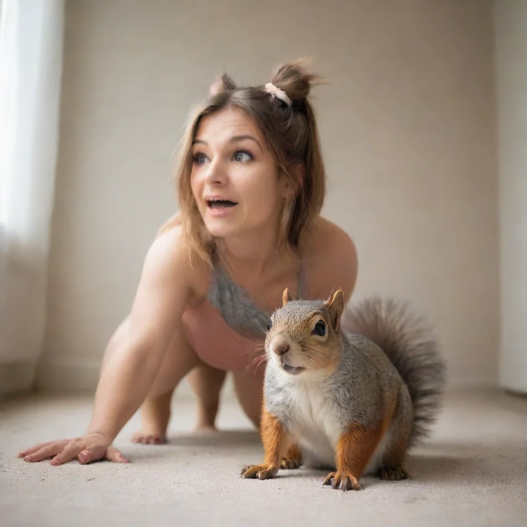 aisquirrel crawling around inside woman crop top tickles