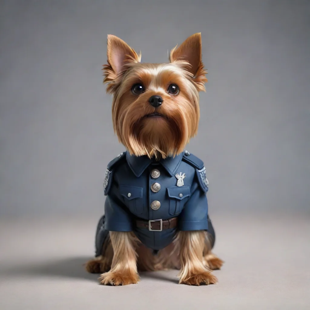 standing on two feet yorkshire terrier trooper staring directly into the camera in focus concept art ultra detailed trending on artstation 35mm