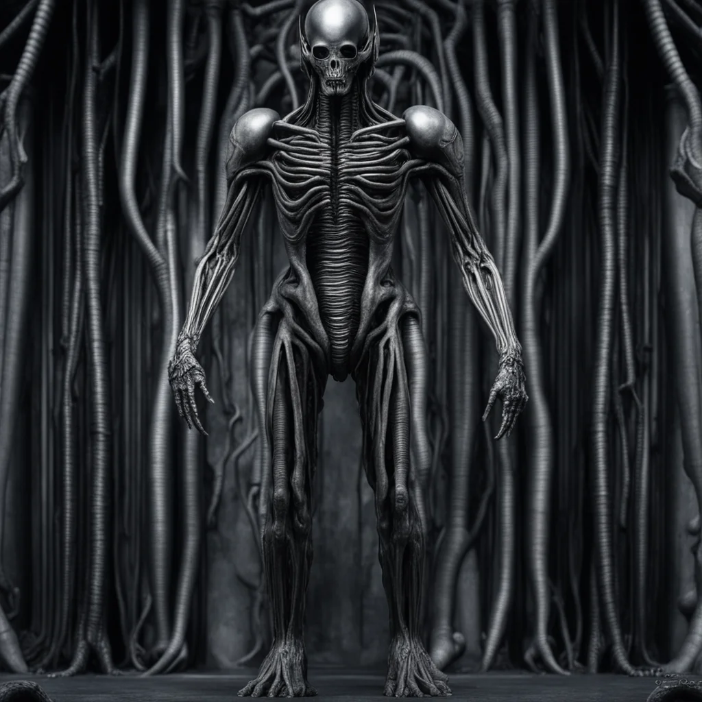 aistanding tall humanoid giger 