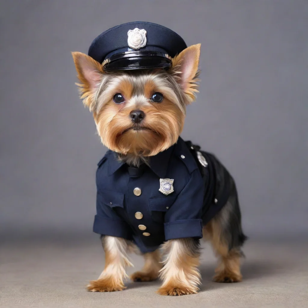 aistanding yorkshire terrier as an american tv cop