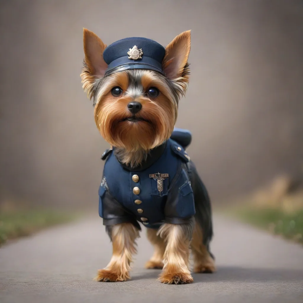 aistanding yorkshire terrier trooper staring directly into the camera in focus concept art ultra detailed trending on artstation 35mm