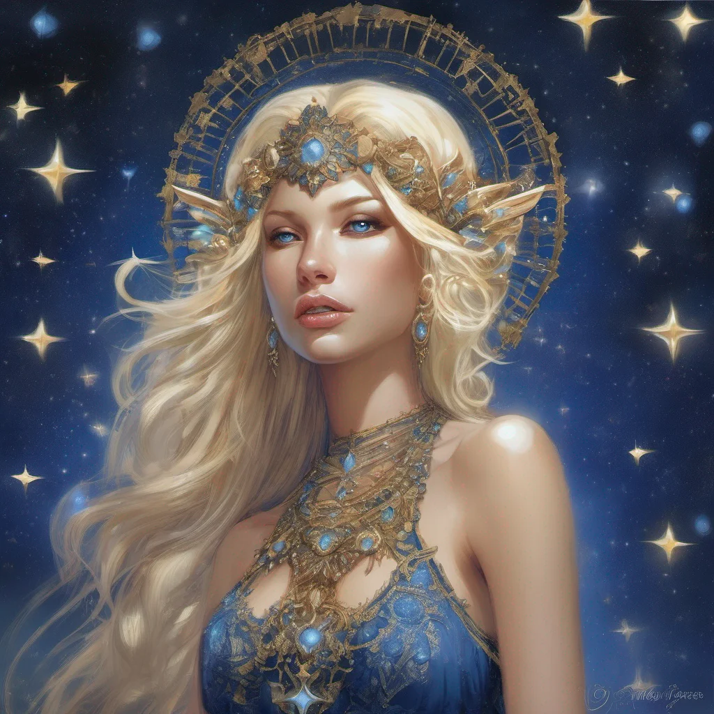 star goddess blonde fantasy art night blue amazing awesome portrait 2