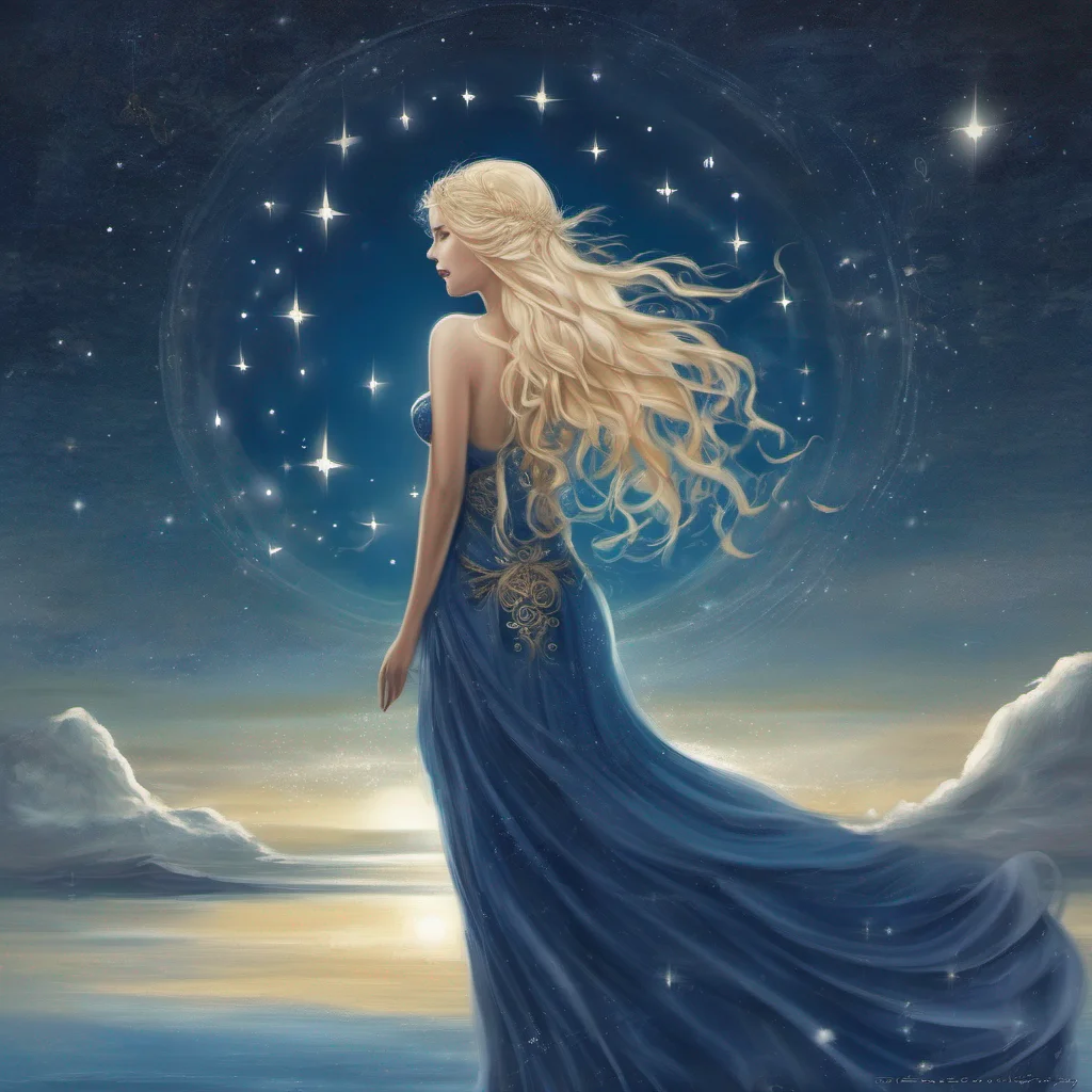 aistar goddess blonde fantasy art night blue confident engaging wow artstation art 3