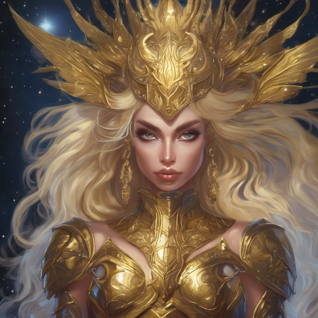 star goddess blonde fantasy art night golden armor amazing awesome portrait 2