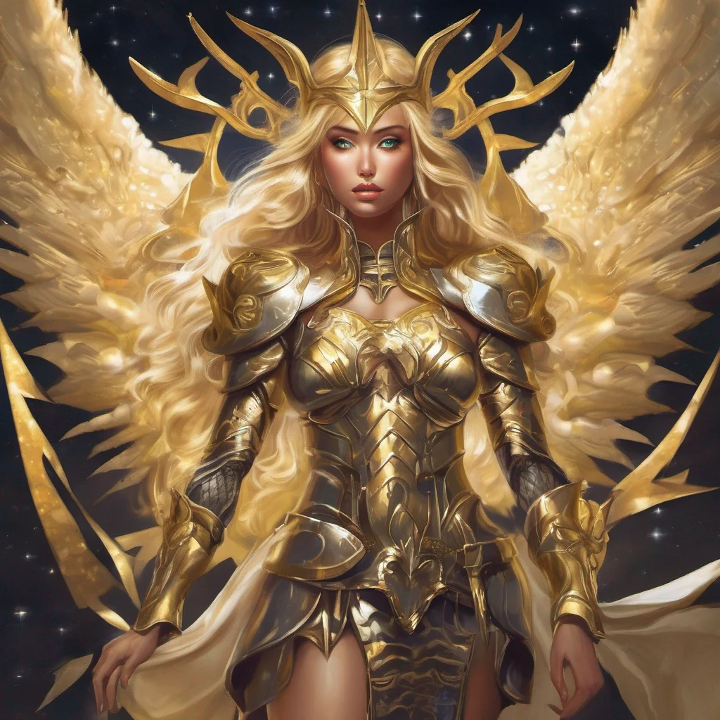 star goddess blonde fantasy art night golden armor confident engaging wow artstation art 3