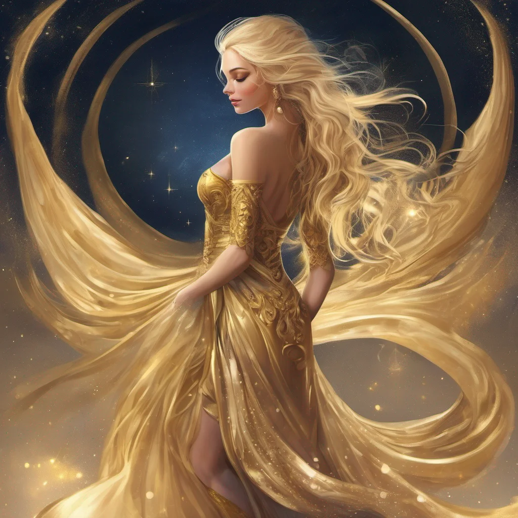 star goddess blonde fantasy art night golden dress amazing awesome portrait 2