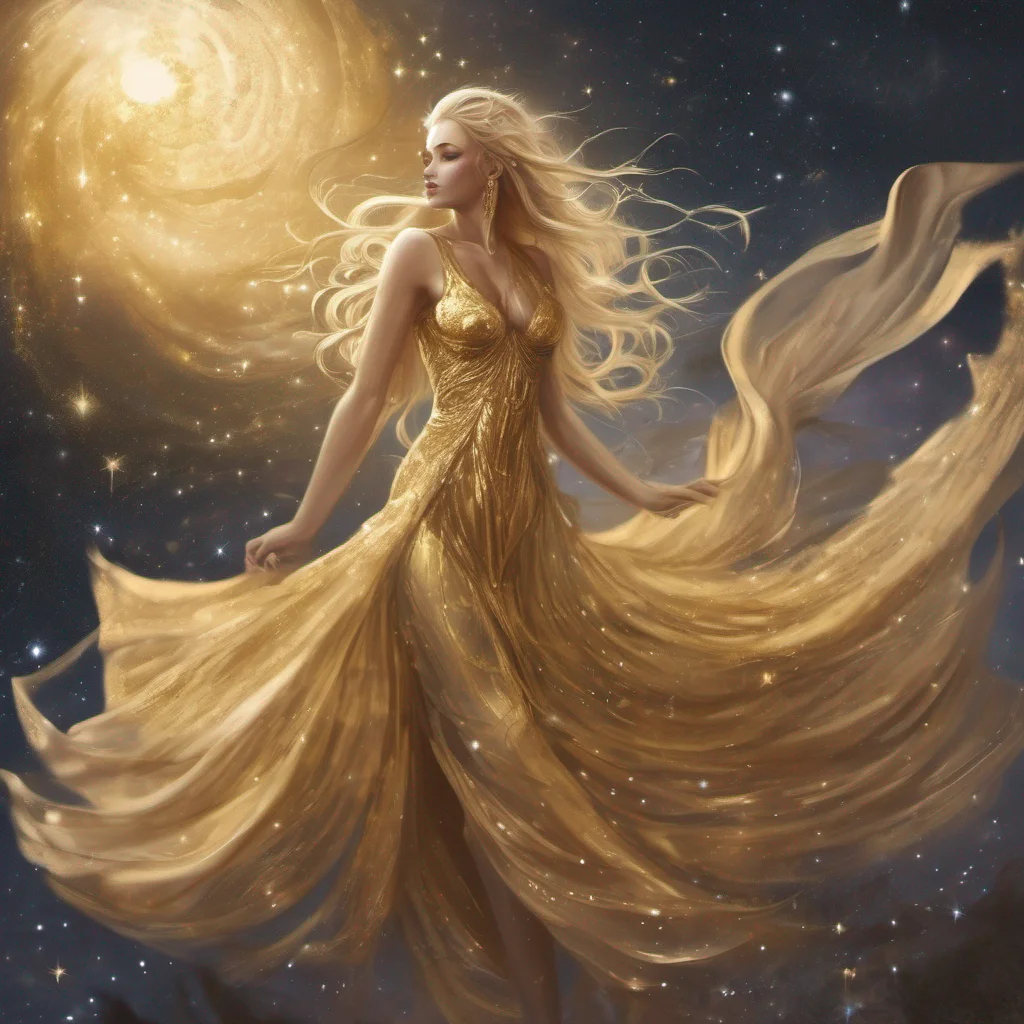 aistar goddess blonde fantasy art night golden dress confident engaging wow artstation art 3