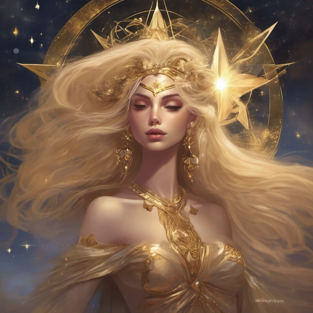 star goddess blonde fantasy art night golden