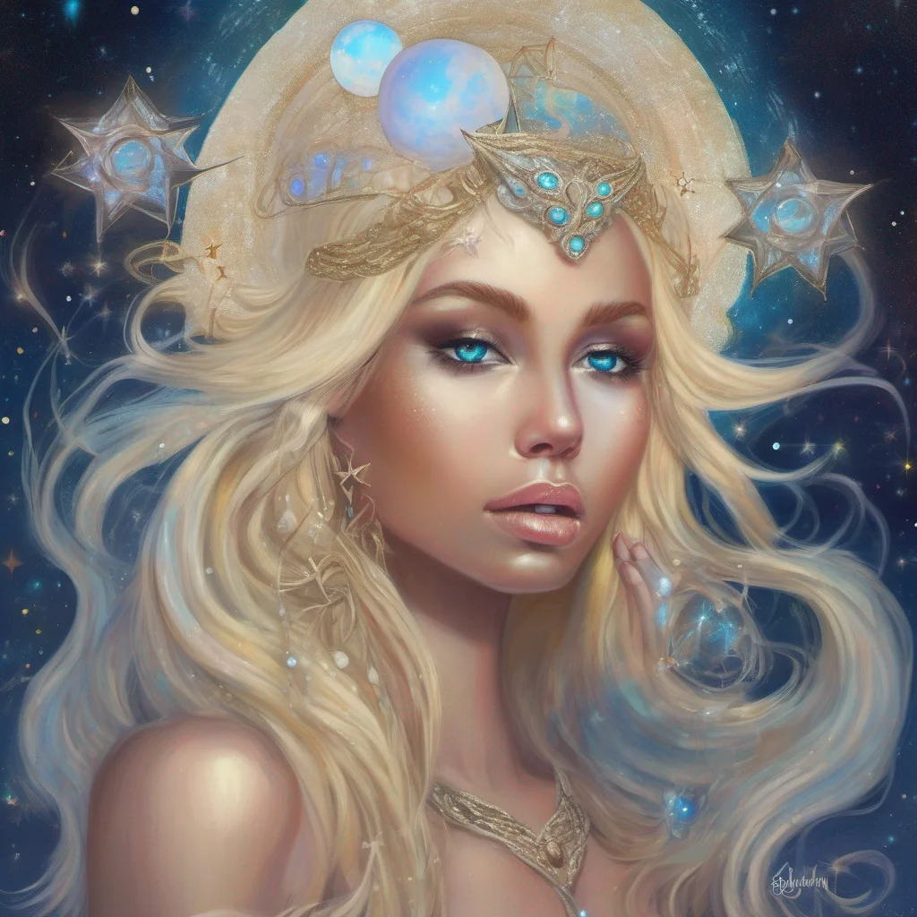 star goddess blonde fantasy art night opal