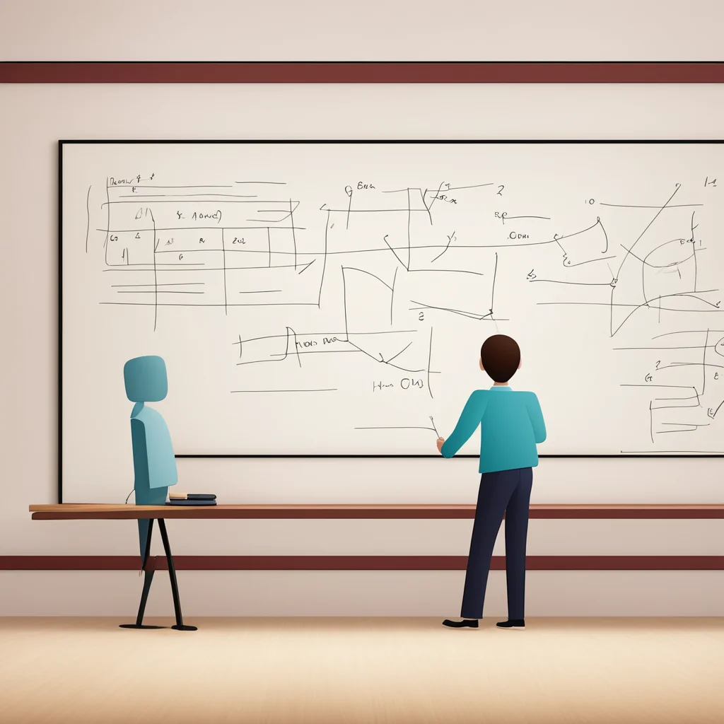 stickman of a teacher in front of a board giving students a homework amazing awesome portrait 2