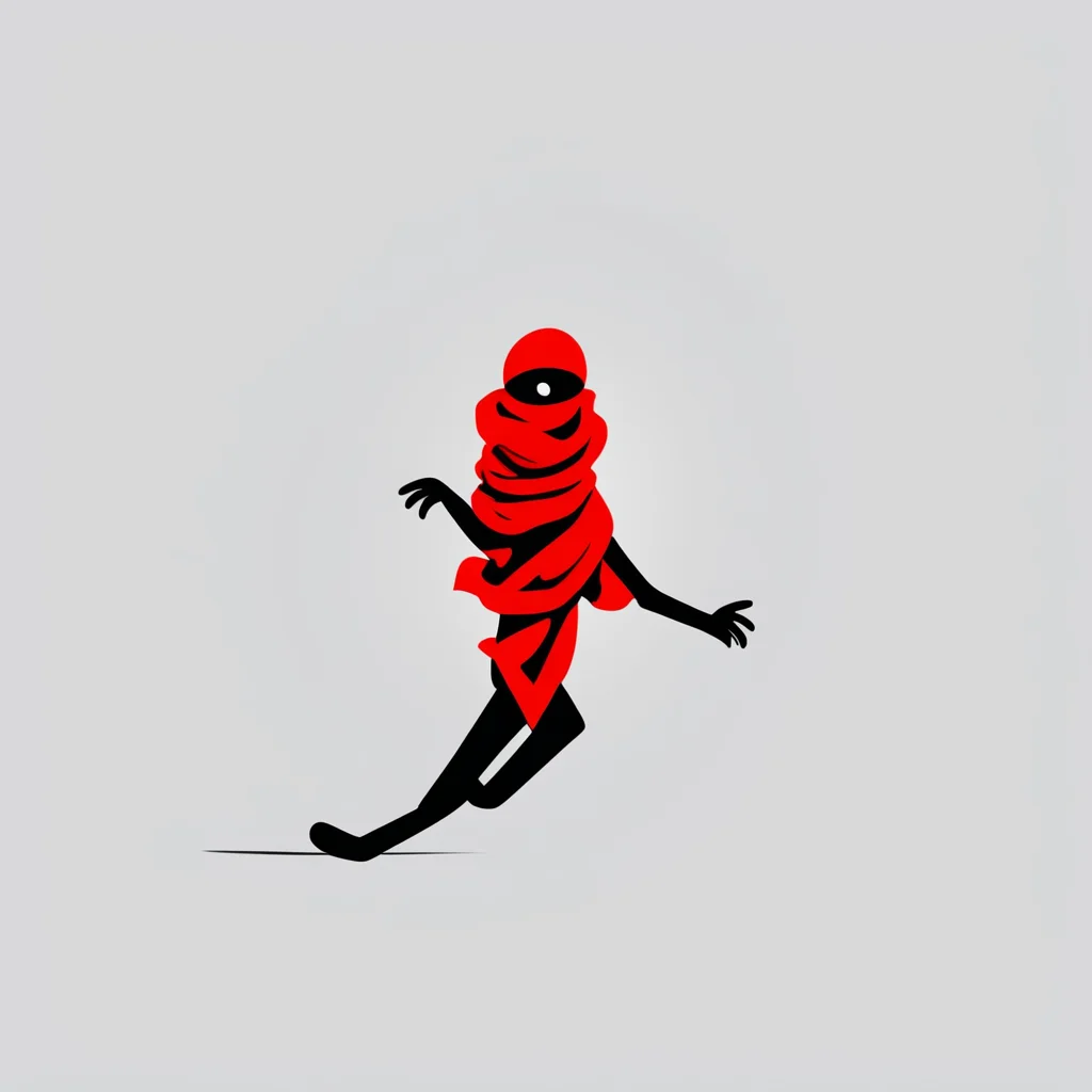 aistickman running with a red scarf
