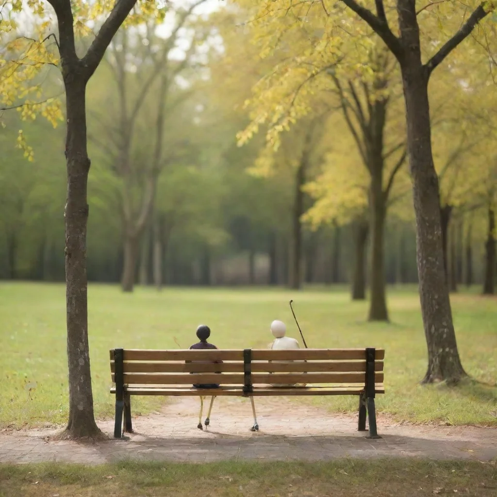 aistickman sitting on a bench with stick woman