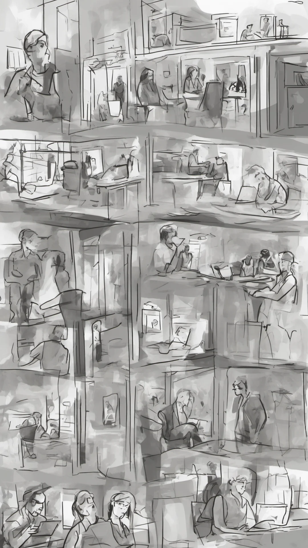 storyboard illustration on a tablet tall