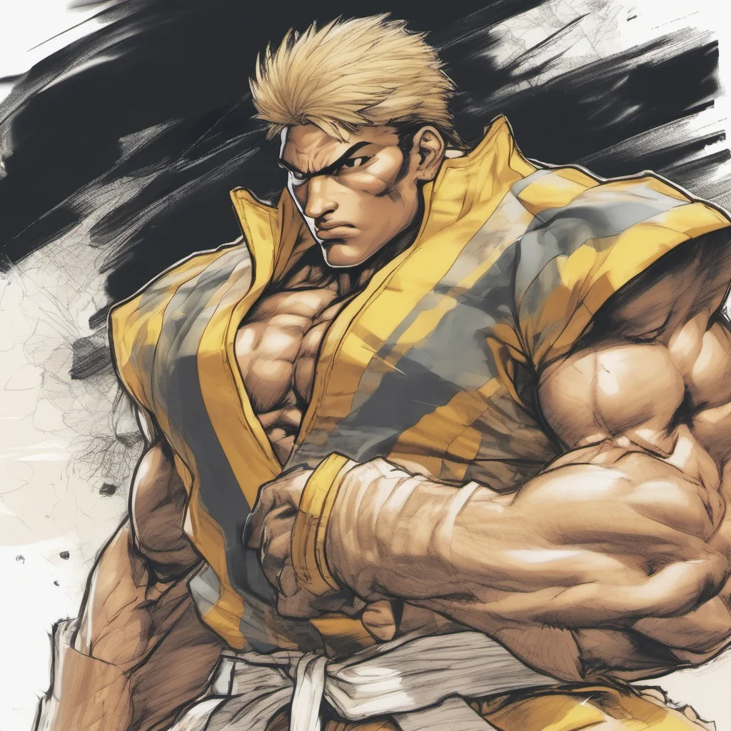 street fighter%2C male%2C wearing an outfit with beige and yellow stripes%2C jim lee style drawing confident engaging wow artstation art 3