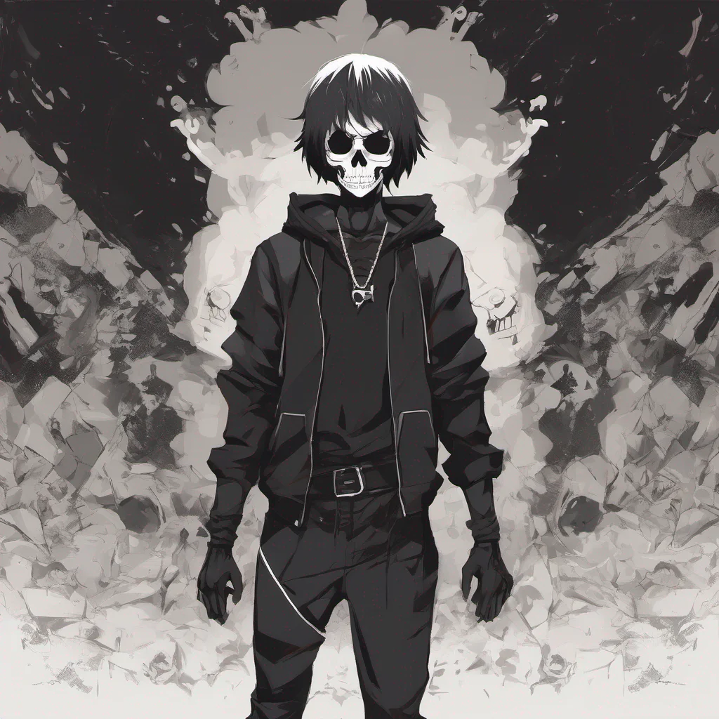 aistrong anime boy with a skull mask black clothing  confident engaging wow artstation art 3