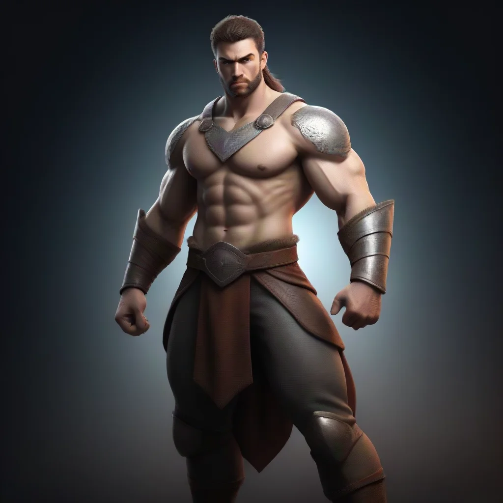 aistrong male warrior character masculine epic good looking heroic pose