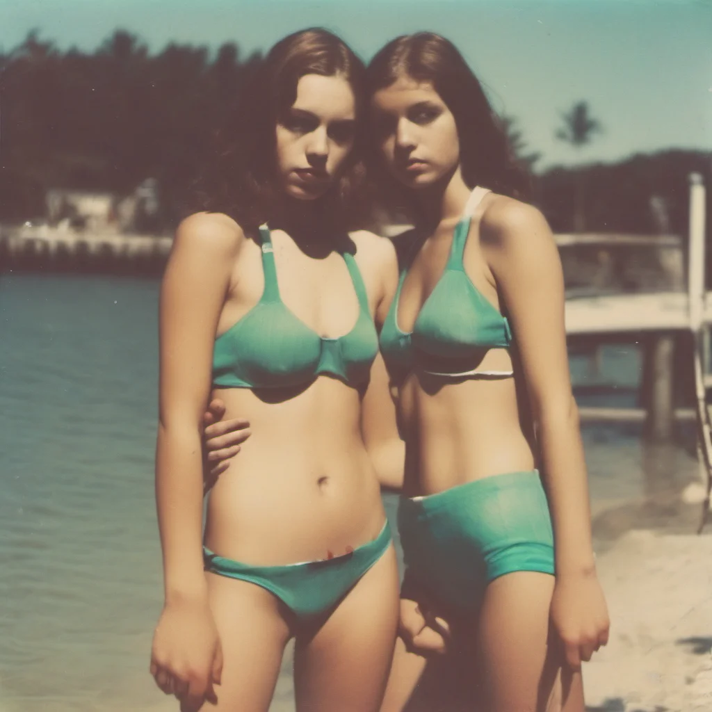 aisultry 16 yo girls posing in bikini   polaroid style   strong colors confident engaging wow artstation art 3