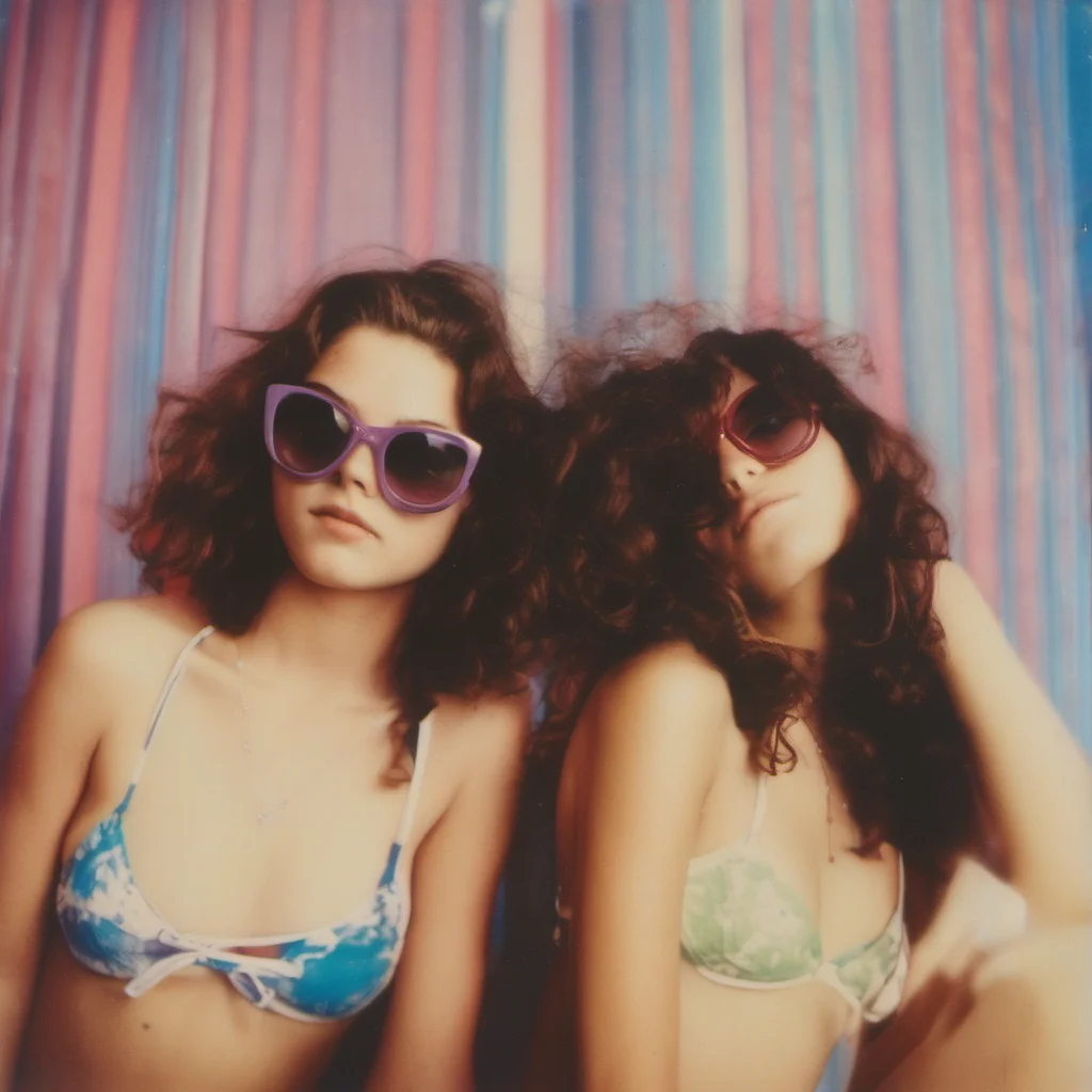 sultry 16 yo girls posing in bikini   polaroid style   strong colors good looking trending fantastic 1