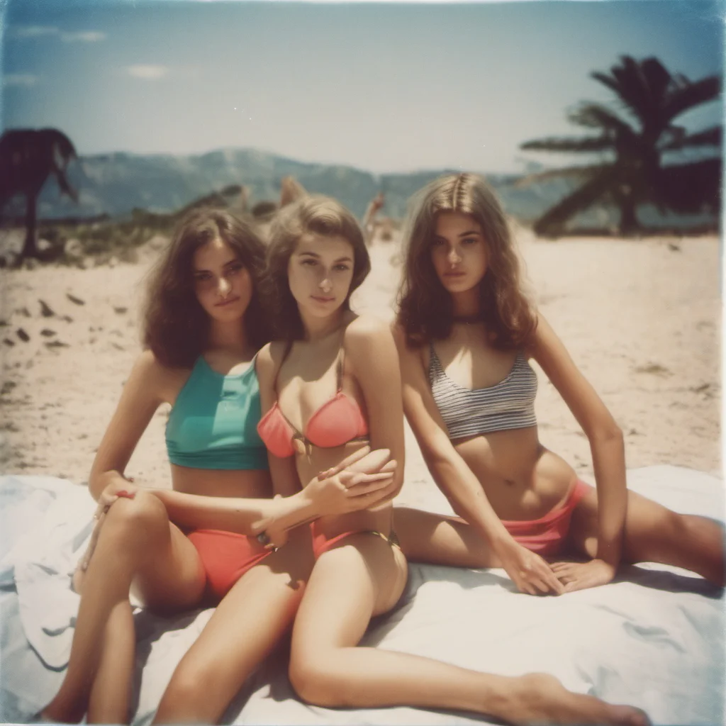 sultry french 19 yo girls posing in bikini   polaroid style   saturated colors amazing awesome portrait 2