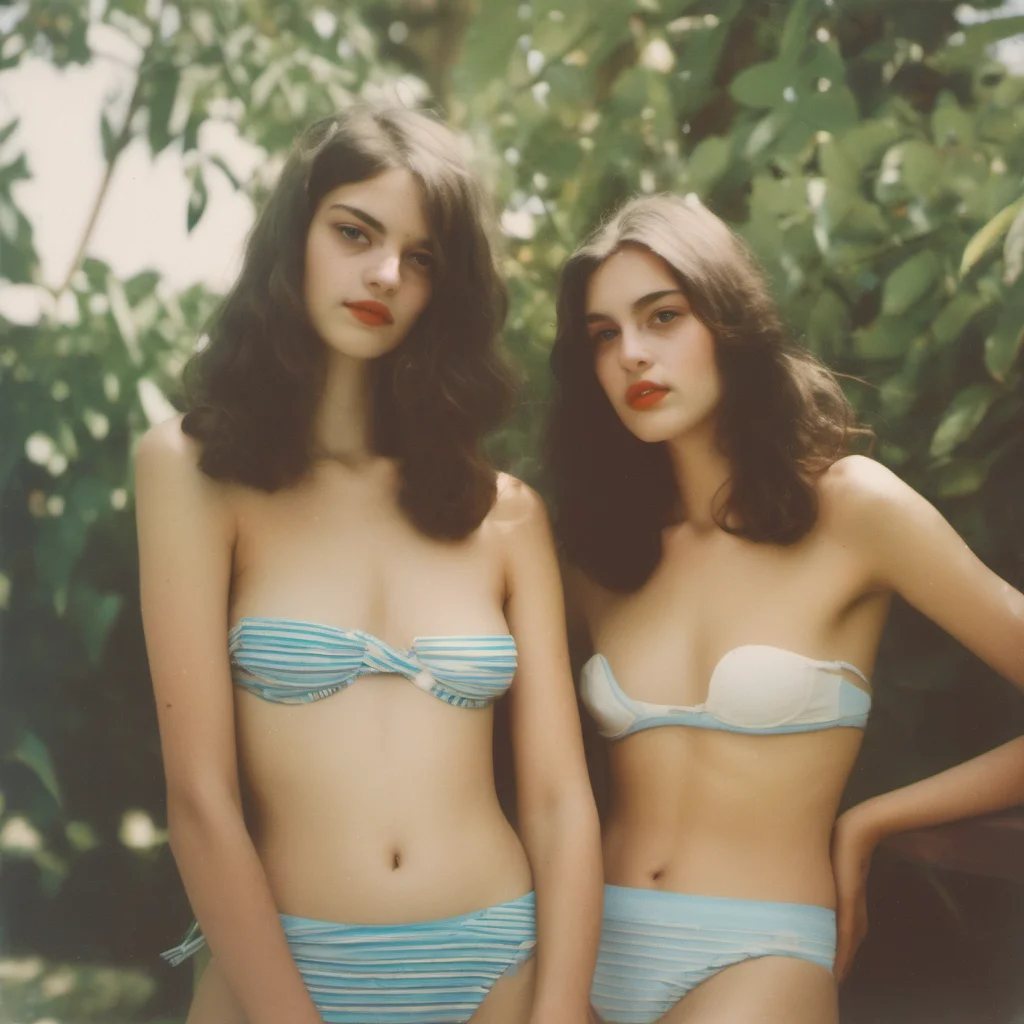 sultry french 19 yo girls posing in bikini   polaroid style   saturated colors confident engaging wow artstation art 3