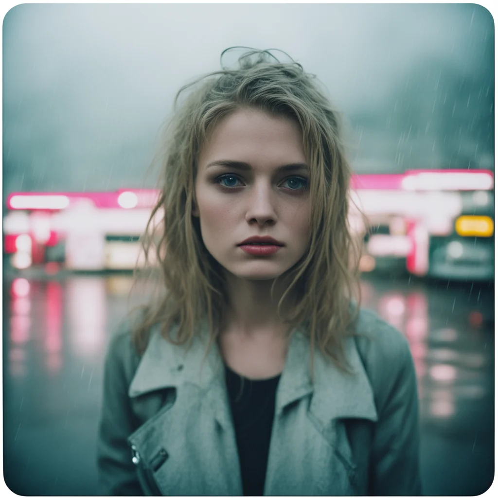 aisultry german babe%2C scratched and messy%2C  gas station. foggy rainy evening   instax confident engaging wow artstation art 3