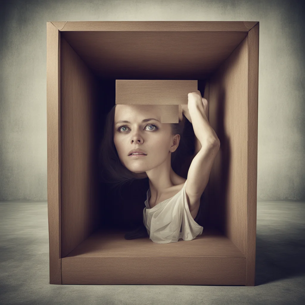 surreal image of woman trapped in a box by a man amazing awesome portrait 2