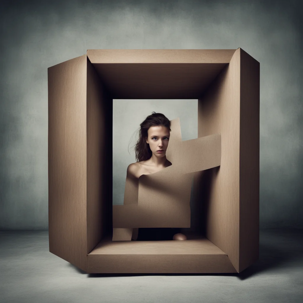 surreal image of woman trapped in a box by a man good looking trending fantastic 1