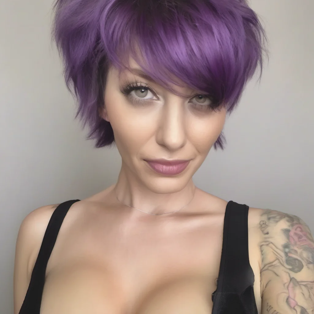 tall%2C busty dominant female with short purple hair amazing awesome portrait 2