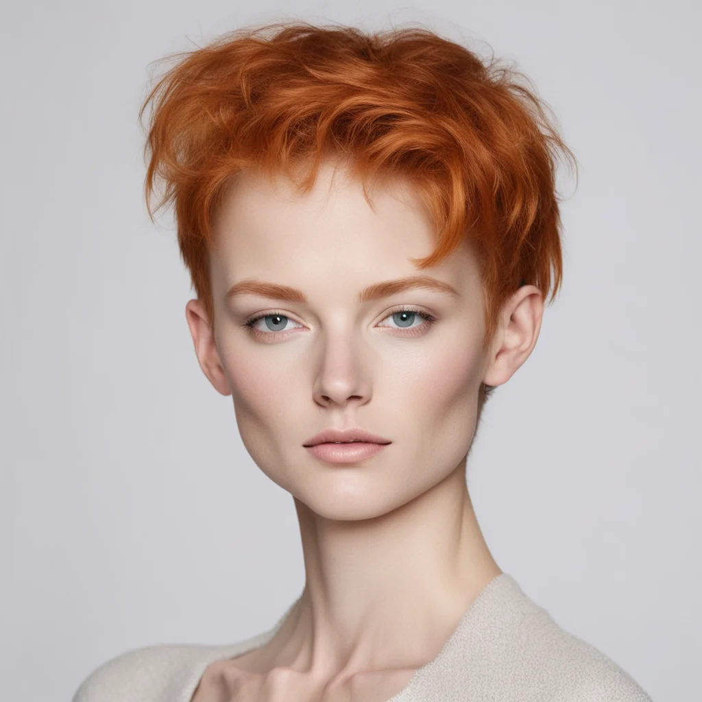 tall attractive skinny redhead brushed back short hairstyle