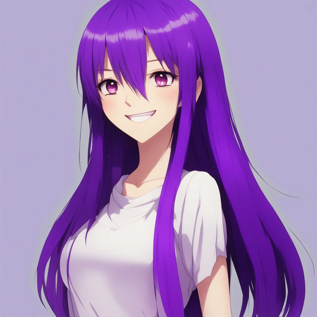 aitall girl%2C long dark purple hair%2C smiling%2C anime